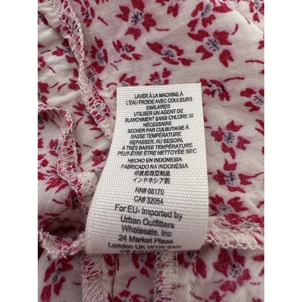Free People Sz Small One Fine Day Red & White Floral Mini Dress Tunic Pockets